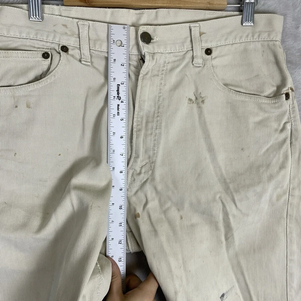 1960s Levis Big E 911B Beige Pique Corduroy Cotton Cut Off Jean Shorts 33x10